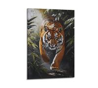 LXDSTK Stampa artistica da parete su tela, motivo: animali della tigre maestosa nella giungla, 40 x 60 cm