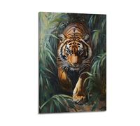 LXDSTK Stampa artistica da parete su tela, motivo: animali selvatici realistici, poster di una tigre maestosa nella giungla, 50 x 75 cm