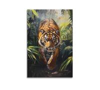 LXDSTK Stampa artistica da parete su tela, motivo: animali selvatici realistici, poster di una tigre maestosa nella giungla, 40 x 60 cm
