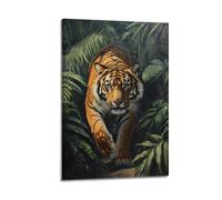 LXDSTK Stampa artistica da parete su tela, motivo: animali selvatici realistici, poster di una tigre maestosa nella giungla, 60 x 90 cm