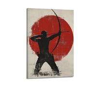 LXDSTK Stampa artistica da parete su tela, motivo: arciere brutalista, poster con audace cerchio rosso, 30 x 45 cm