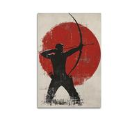 LXDSTK Stampa artistica da parete su tela, motivo: arciere brutalista, poster con audace cerchio rosso, 60 x 90 cm