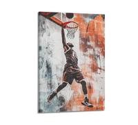 LXDSTK Stampa artistica da parete su tela, motivo astratto brutalista, con immagine di famiglia e giocatore di basket Slam Dunk (20 x 30 cm)
