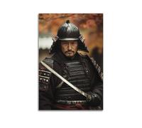 LXDSTK Stampa artistica da parete su tela, motivo: cavaliere Japandi, poster con samurai in armatura tradizionale con spada, 30 x 45 cm