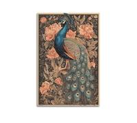 LXDSTK Stampa artistica da parete su tela, motivo: pavone con motivi floreali, pezzo d'arte per spazi eleganti, decorazione moderna da appendere, 30 x 45 cm