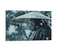 LXDSTK Stampa artistica da parete su tela, motivo: Samurai giapponesi in nevicata, stampa artistica su tela, motivo: scena di guerrieri invernali, 50 x 75 cm