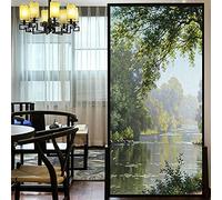 LXDWEI Decortive Pellicola per Finestra Privacy Forest Creek Paesaggio Pittura ad Olio Statica Adesiva Finestra Adesivi Senza Colla Glassata Finestra Finestra Finestra Tinta 72x100cm