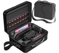 LXFEIFANTECH Carrying Case Compatible with Switch 2, with 18 Games Cartridges Waterproof and Dustproof Travel Case Compatible with Switch 2 Accessories, with Handles and Shoulder Straps, Black