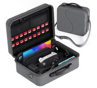 LXFEIFANTECH Carrying Case Compatible with Switch 2, with 18 Games Cartridges Waterproof and Dustproof Travel Case Compatible with Switch 2 Accessories, with Handles and Shoulder Straps, Grey