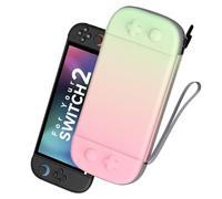LXFEIFANTECH Slim Carrying Case Compatible with Nintendo Switch 2 2025, Hard Shell Travel Case with 12 Game Card Slots & Screen Protector Mat, Portable Hard Shell Storage Bag, Pink & Green