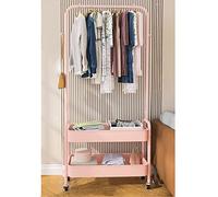 LXGJSQY Appendiabiti Autoportante con Ruota Appendiabiti da Ingresso per Appendere Abiti, Cappotti, Gonne, Camicie - Rosa/2 Shees