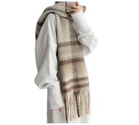 LXGKEKSKG Sciarpa spessa a quadretti per una comoda moda invernale, morbida e strutturata, elegante stile quotidiano, accessorio caldo, cachi, Taglia unica