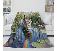 LXHASPIEO American Shorthair Coperta Flanella Stampata 3D - Coperta Morbida Regalo Compleanno Per Sorella Fratello Nipote Collega - Divano Letto Culla Decoro 40x50inch(100x130cm)