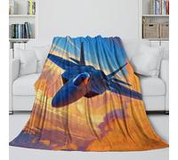 LXHASPIEO Americano F22 Raptor Caccia Coperta Flanella - Militare Coltre Regalo Compleanno Per Figlio/figlia/nipote/nipotina/amico - Divano Letto Ufficio Viaggi Campeggio Decor 50x60inch(127x152cm)