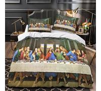 LXHASPIEO The Last Supper 3D Stampa Digitale Da Vinci Copripiumino 3 Pezzi Set Copripiumino Microfibra Morbido Con Cerniera E Federe Set Di Biancheria Da Letto Per Bambini Super King（260x220cm）