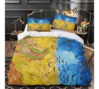 LXHASPIEO Wheatfield with Crows 2 Pezzi 3D Stampa Digitale Van Gogh Copripiumino Set Copripiumino Con Cerniera Microfibra Morbido E Federe Set Di Biancheria Da Letto Per Bambini Single（140x200cm）