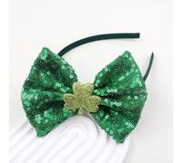 LXHBCOOQ Cerchietto per capelli con trifoglio glitterato con fiocco, per il giorno di San Patrizio con paillettes verdi, per donne e ragazze, accessori per capelli per feste di San Patrizio,