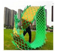 LXHELIVERY Dragon Poi con Testa in Plastica 3D, Giocattoli per Sport all'Aria Aperta, Nastri da Ballo, Regali, Spettacoli di Festival(Green-a,10m/32.8 ft)