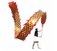 LXHELIVERY Esercizio Quadrato Dragon Poi, con Testa di Drago 3D E Corda Oscillante, Danza del Drago Cinese Wulong, Nastro Fluido, Fitness All'aperto, Palcoscenico Dragon PRO(Red,1000 cm/393")