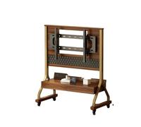 LXHELIVERY Supporto TV Da 40-85 Pollici Con Ruote E Presa Di Corrente Supporto Da Pavimento TV Con Altezza E Angolazione Regolabili Con Anta Scorrevole In Vetro Temperato Ufficio, Scuola(Gold-B)