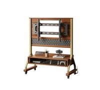 LXHELIVERY Supporto TV Da 40-85 Pollici Con Ruote E Presa Di Corrente Supporto Da Pavimento TV Con Altezza E Angolazione Regolabili Con Anta Scorrevole In Vetro Temperato Ufficio, Scuola(Gold-B)