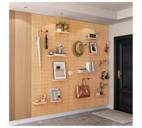LXHELIVERY Wall Organizer Peg Board, 16 Mm Thick Wooden Pegboard, Modular Wall Mount Display Peg Board Panel for Garage Tool Storage, Office Organization(Natural,60X80 CM)