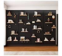 LXHELIVERY Wall Organizer Peg Board, 16 Mm Thick Wooden Pegboard, Modular Wall Mount Display Peg Board Panel for Garage Tool Storage, Office Organization(Nero,60X40 CM)