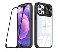 LXHGrowH Cover per iPhone 12 / iPhone 12 Pro, Custodia Anti-graffio con dell Schermo Integrata Protettivo, Custodie [360°] Full Body Antiurto Protettiva, con Scorrevole Protezione Fotocamera, Nero