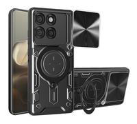 LXHGrowH Cover per Motorola Moto Edge 60 Pro 5G, Custodia Antiurto Protettivo di Militare Grade, con Scorrevole Protezione Fotocamera e [360°] Magnetica Supporto, Nero