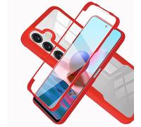 LXHGrowH Cover per Samsung Galaxy A17 4G / 5G, Custodia Anti-graffio con dell Schermo Integrata Protezione, Dual Layer Ibrida 360 Gradi Full Body Antiurto Protettiva Case, [Transparente+Rosso]