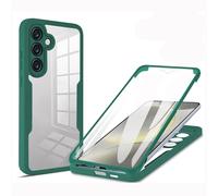 LXHGrowH Cover per Samsung Galaxy S24 5G, Custodia Anti-graffio con dell Schermo Integrata Protezione, 2in1 Dual Layer Ibrida 360 Gradi Full Body Antiurto Protettiva Case, [Transparente+Verde]