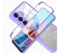 LXHGrowH Cover per Samsung Galaxy S24 FE, Custodia Anti-graffio con dell Schermo Integrata Protezione, Dual Layer Ibrida 360 Gradi Full Body Antiurto Protettiva Case, [Transparente+Viola]