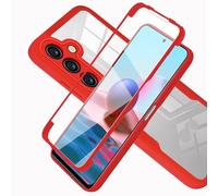 LXHGrowH Cover per Samsung Galaxy S24 FE, Custodia Anti-graffio con dell Schermo Integrata Protezione, Dual Layer Ibrida 360 Gradi Full Body Antiurto Protettiva Case, [Transparente+Rosso]