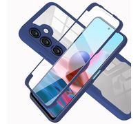 LXHGrowH Cover per Samsung Galaxy S24 FE, Custodia Anti-graffio con dell Schermo Integrata Protezione, Dual Layer Ibrida 360 Gradi Full Body Antiurto Protettiva Case, [Transparente+Blu]