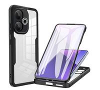 LXHGrowH Cover per Xiaomi Redmi 13 4G / Poco M6 4G, Custodia Anti-graffio con dell Schermo Integrata Protezione, 2in1 Dual Layer Ibrida [360°] Full Body Antiurto Protettiva Case, [Transparente+Nero]