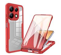 LXHGrowH Cover per Xiaomi Redmi Note 13 Pro 4G / Poco M6 Pro 4G, Custodia Anti-graffio con dell Schermo Integrata, 2in1 Dual Layer Ibrida [360°] Full Body Antiurto Protettiva, [Transparente+Rosso]