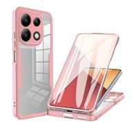 LXHGrowH Cover per Xiaomi Redmi Note 13 Pro 4G / Poco M6 Pro 4G, Custodia Anti-graffio con dell Schermo Integrata, 2in1 Dual Layer Ibrida [360°] Full Body Antiurto Protettiva, [Transparente+Rosa]