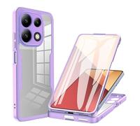 LXHGrowH Cover per Xiaomi Redmi Note 13 Pro 4G / Poco M6 Pro 4G, Custodia Anti-graffio con dell Schermo Integrata, 2in1 Dual Layer Ibrida [360°] Full Body Antiurto Protettiva, [Transparente+Viola]