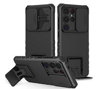 LXHGrwoH Cover per Samsung Galaxy S25 Ultra, Custodia 2in1 Dual Layer Ibrida Antiurto Protettiva, Silicone Bumper e Armatura Antigraffio Protettivo Case con Scorrevole Protezione Fotocamera, Nero