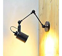 LXHK Lampada a Muro Braccio Lungo, Applique Vintage Industrial Nero, Lampada da Parete Estensibile a Lungo Braccio Retrò, Lampade da Comodino Metallo Nero, per Camera Letto Scale Ristorante