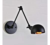 LXHK Lampada da Parete Industriale con Braccio Girevole, LED Lampade da Muro Vintage Retro E27 Applique da Parete a Braccio Lungo Estensibile, Lampada Muro Nero Pieghevole Metallo Scale,30+30cm
