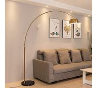 LXHK LED Lampada da Terra Moderna per Soggiorno con Base in Marmo, Lampada da Lettura E27 in Metallo Oro Luce Ad Arco, Piantana Paralume Regolabile per Studio Camera da Letto, Girevole a 360