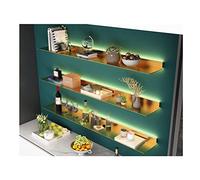 LXHONG 1 Mensola da Parete in Metallo Galleggiante con Luce LED Illuminata Incorporata per Il Bagno del Soggiorno del Controsoffitto del Bar D'ingresso, Mensola Rustica Moderna (Colore : Gold, Tagli