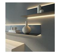 LXHONG 1 Mensola da Parete in Metallo Galleggiante con Luce LED Illuminata Incorporata per Il Bagno del Soggiorno del Controsoffitto del Bar D'ingresso, Mensola Rustica Moderna (Colore : Nero, Tagli