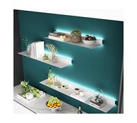 LXHONG 1 Mensola da Parete in Metallo Galleggiante con Luce LED Illuminata Incorporata per Il Bagno del Soggiorno del Controsoffitto del Bar D'ingresso, Mensola Rustica Moderna (Colore : White, Tagl
