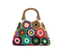 LXHZSY Borsa Uncinetto Borse a Tracolla Colorate con Intreccio all'Uncinetto, Fatte a Mano, quadrate Classiche alla Moda
