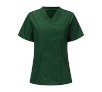 LXHZSY Divisa Infermiere Donna XS-3XL Solido V-Collo Manica Corta Uniformi infermieristiche con Grande Tasca Unisex Casual Camicetta da Lavoro(Green,XL)