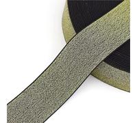 LXHZSY Elastico per Cucito 5/10M 10-50mm Fascia Elastica Glitterata for Cucire Elastici for Indumenti, Pantaloni, Cinture, Nastri, Accessori Fai da Te(Gold Black,5Meters,15mm)