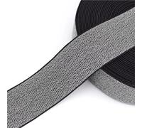 LXHZSY Elastico per Cucito 5/10M 10-50mm Fascia Elastica Glitterata for Cucire Elastici for Indumenti, Pantaloni, Cinture, Nastri, Accessori Fai da Te(BlackSilver,5Meters,10mm)