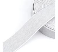 LXHZSY Elastico per Cucito 5/10M 10-50mm Fascia Elastica Glitterata for Cucire Elastici for Indumenti, Pantaloni, Cinture, Nastri, Accessori Fai da Te(WhiteSilver,5Meters,40mm)